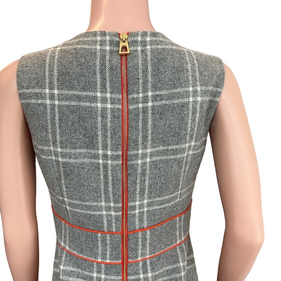 Sail to Sable STS Grey Plaid Wool Blend A-Line Shift Dress Mod Vibe Size 6 - Picture 8 of 10